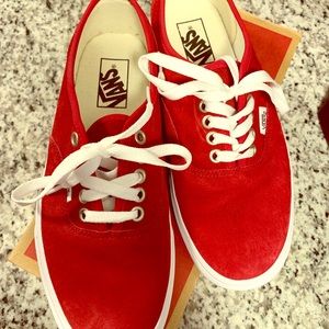 Red suede vans